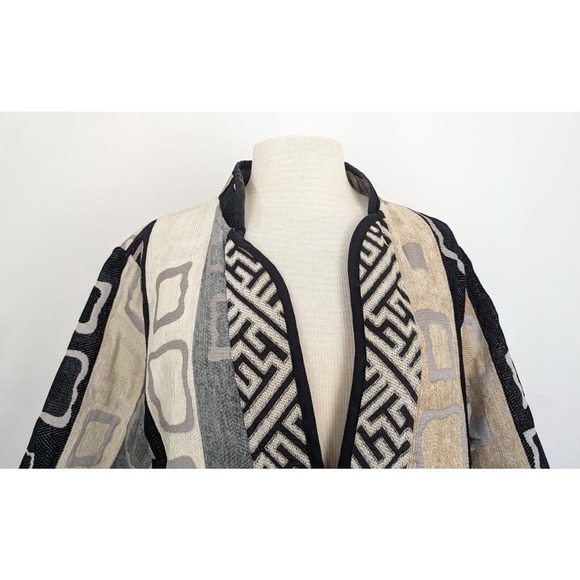 Trimdin Jacket Reversible Gray Tan White Black Geometric Statement Misses Size L - Picture 2 of 11